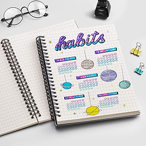 EMSHOI Graph Grid Journal Notebook, 2 Pack, 320 Pages, B5 (7.4" x 10") | 100 GSM Thick Paper, Flexible Plastic Cover, Spiral-bound, for School, Student, Note Taking, Math, Engineering (Brown & Blue) - color: Brown Blue, style: B5-Graph
