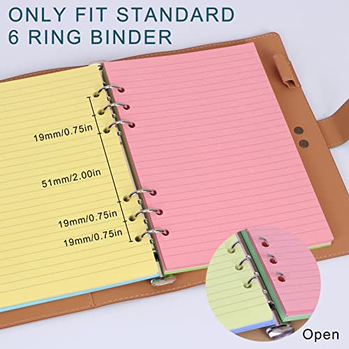 A6 Colorful Refill Paper, [5 Colors] Toplive 100GSM Thick Refillable Paper 6 Hole Filler Inserts Loose Leaf Paper 100 Sheets (200 Pages) for 6 Ring Binder Journal Notebook - style: Colorful Line 5 Pack