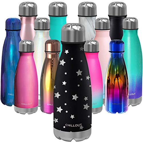 CHILLOUT LIFE 12oz Kids Insulated Stainless Steel Water Bottle, Leak Proof | Small Metal Water Bottle, Keeps Drinks Cold 24H & Hot 12H, Leak-Proof Screw Lid, Perfect for School, Travel & Sports - color: Star Night Sky
