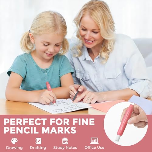 Nicpro 5+1 Pack Rotary Retractable Erasers, Soft TPE Twist Erasers with 4 Refill Eraser for Students, Clean Erasing Large Pencil Eraser for School Supplies, Office, Stationary - color: Pink