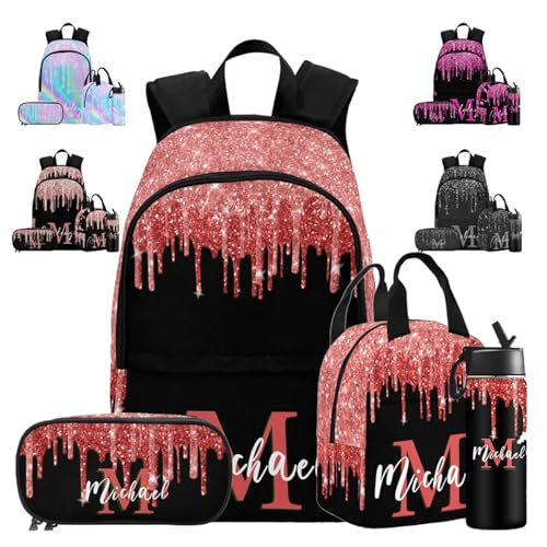 MyPupSocks Custom Backpack or Lunch Bag with Name for Girls, Customize Girls School Bag Personalized Casual Daypacks Multipurpose Laptop Backpack Bookbag for Kids Back School Gifts - color: Multi 06