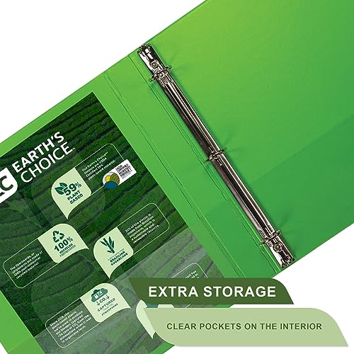 Samsill Plant-Based 1 Inch Durable Round Ring, View Binder, Eco-Friendly, USDA Certified Biobased, 2 Count, Pack of 1, Lime Green - color: Lime Green, size: 1", style: 2 Pack