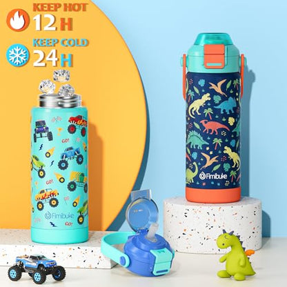 Kids Insulated Water Bottle with Pop-Open Straw & Spout 2-in-1 Lid, 18oz Leak Proof 18/8 Stainless Steel Vacuum Tumbler, BPA-Free Kids Cup For Travel School Boys Girls Toddler, Rainbow & Mermaid - color: A3.Rainbow+Mermaid, size: 18 Ounces