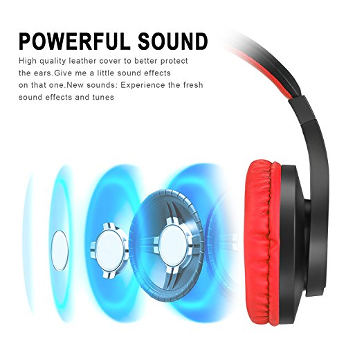 BlueFire Kids Headphones for Online School, Children, Teens, Boys, Girls, 3.5mm Stereo Over-Ear Gaming Headphone with Microphone and Volume Control for PS4, PS5, New Xbox One (Red) - color: Red