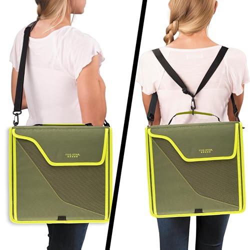 Five Star Zipper Binder, 3 Inch 3-Ring Binder with D Rings, Removable Padded Case, 5-Tab Expanding File and Multi-Use Strap, 850 Sheet Capacity, Olive/Citrus (292960C) - color: Olive/Citrus, size: 3 Inch