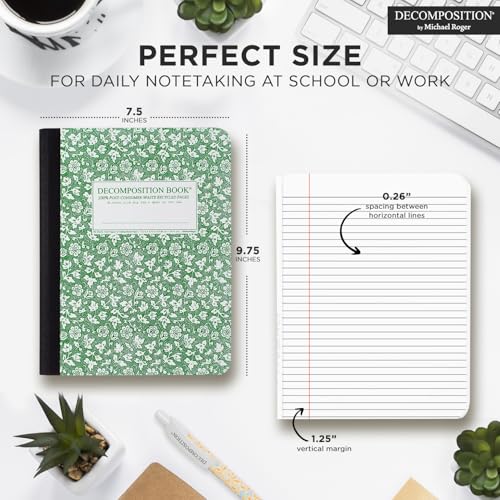 Decomposition Parsley College Ruled Composition Notebook - 9.75 x 7.5 Journal with 160 Lined Pages - Cute Notebooks for School Supplies, Home & Office - 100% Recycled Paper - Made in USA - color: Parsley