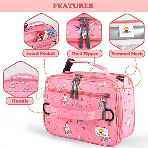 CaCTOUR Lunch Box Kids, Expandable Insulated Lunchbox for Girls Boys,Soft Cooler Bag with Strap,Back to School Thermal Reusable Lunch Bag for Work School Picnic (Rainbow) - color: Rainbow