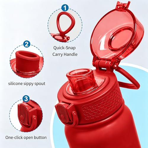 GOPPUS 20 Oz Insulated Stainless Steel Water Bottle BPA-Free Sports Water Bottle, Great for Travel, with Chug Lid - Leak & Sweat Proof with Anti-Dust Lid(Red) - color: Red