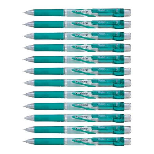 Pentel E-Sharp Automatic Pencil, 0.5mm, Green Accents, Box of 12 (AZ125D) - color: Green, size: 12 Count (Pack of 1)