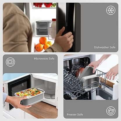 Jelife Adult Bento Box Lunch Box - 3 Layers Stackable Bento Lunch Box for Adults, 72oz Large-Style All-in-One Bento Boxes Leak-Proof Lunchbox with Utensil Sauce Containers for Dining Out,Work, Grey - color: 1-Grey