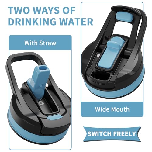 64oz Half Gallon Water Bottle with Straw & Chug Lid, Dishwasher Safe BPA-Free PP Plastic Jug, Heavy Duty Shatter-proof Gym Bottle with Handle & Carrying Strap - color: Blue, size: 74 Ounces