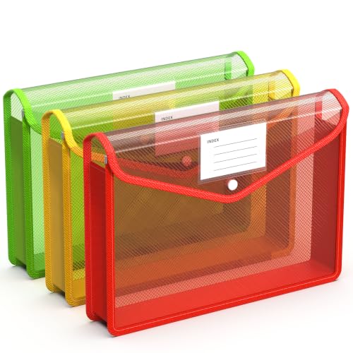 3 Pack Plastic Expanding File Folder, Letter/A4 Plastic Folders for Documents, Portable Accordion Paperwork Storage Organizer with Snap Closure, Waterproof Files for Documents for Home Office School - color: Assorted Colors