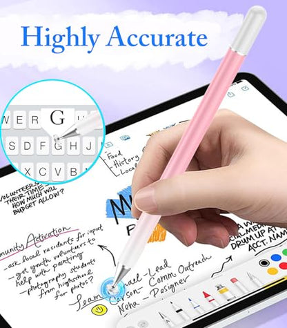 Stylus Pen for Touchscreen, Kenkor 2 in 1 Active iPad Pencil High Sensitivity & Precision, Stylus Pen for Nintendo Switch 2/iPhone/iPad/Samsung/Galaxy/Huawei/Surface, All Touch Screens - Pink+ Blue - color: Pink+Blue