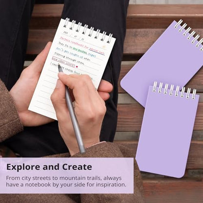 Taja Set of 8 Mini Pocket Notebook Top Spiral Nursing Notepads | Lilac Purple 3" x 5", Mini Little Spiral Notebook, Nursing Notepad, Perfect for Work, School, Office, Nurse, Travel - color: H.Lilac Purple
