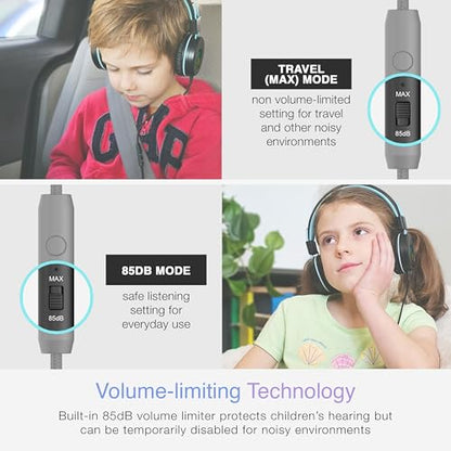 MEE audio KidJamz KJ55 Personalized Wired Headphones for Kids with Custom Full Color Photo Print, 3.5mm Plug Headset, Volume Limiter, & Microphone, Printed Graphics for School, Gift, Travel (Black) - color: Black, style: Customized