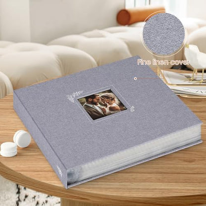 Lanpn Scrapbook Photo Album 12x12, Linen Window Design Cover Top Load 3 Ring Folder Binder Photobook Photo Book 12 x 12 inch with 30 Plastic Sleeves 60 Pages Grey - color: Grey, size: 12x12"