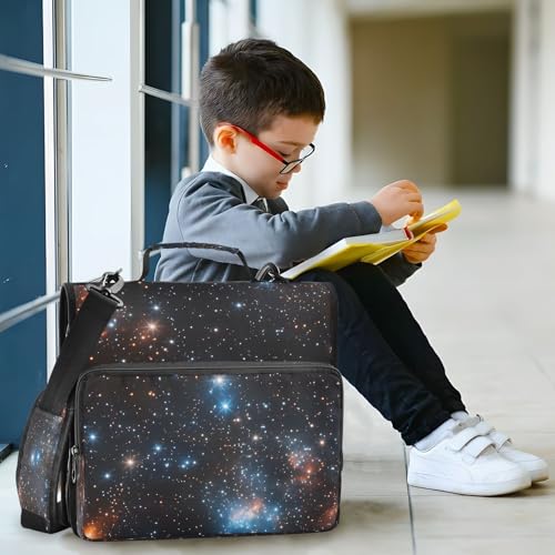 3 Ring Zipper Binder Galaxy Starry Sky Binders Bag with Shoulder Strap 500 Sheets Paper Organizer Trapper Keeper Documents Storage File Folder for School Office - color: A1126