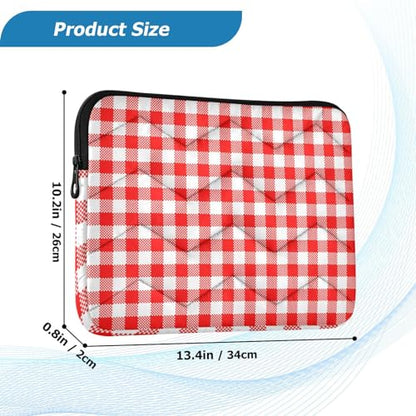 Laptop Sleeve Gingham Plaid Red White Computer Carrying Case Notebook Briefcase Tablet Puffy Cover Durable Waterproof PC Bag for 13.3-14" Pro Air Max - color: Multi-005
