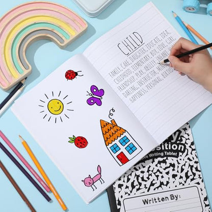 Henoyso 6 Pack Primary Composition Notebook for Kids, K-2 Journal with Half Blank Half Lined Pages, Draw and Write Journal for Kindergarten, 1st & 2nd Grade, Classic Black Covers - color: Black