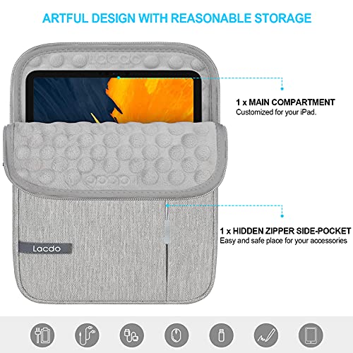 Lacdo iPad mini 7 Sleeve, iPad mini Case Bag, Tablet Sleeve Case for iPad mini 7 (A17 Pro)/6/5/4/3/2, Samsung Galaxy Tab A7 Lite 8.7" / Galaxy Tab A 8.0" Protective Tablet Bag Water Repellent, Gray - color: Gray, size: 7-8 Inch