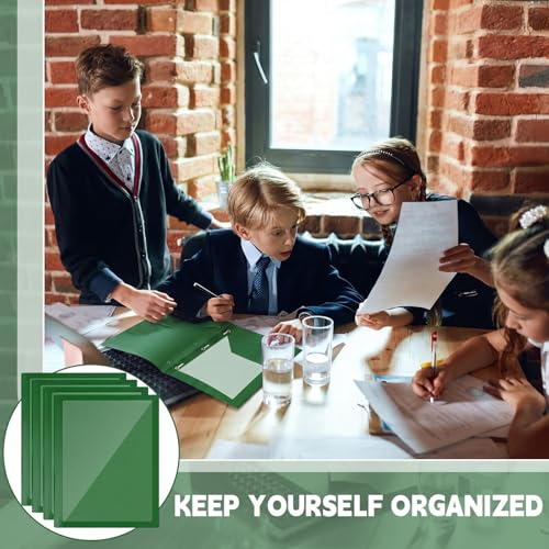 Teling 24pcs Heavy Duty Plastic Folders with Clear Front Pocket and Card Slot, 3 Prongs and 2 Pockets, Letter-Size, Reports Document Presentations Office Supplies, Back to School Gifts (Dark Green) - color: Dark Green