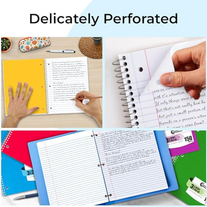 Rosmonde 24 Pack 3 Subject Spiral Notebook Wide Ruled Bulk, Thick Paper, Extra Pages - 300 Pages (150 Sheets), 8 x 10-1/2", Bulk Subject Notebooks for Home & Writing Daily Chores, Bulk Spiral Notebook - size: 24 Pack, style: 3 Subject - Soft Cover