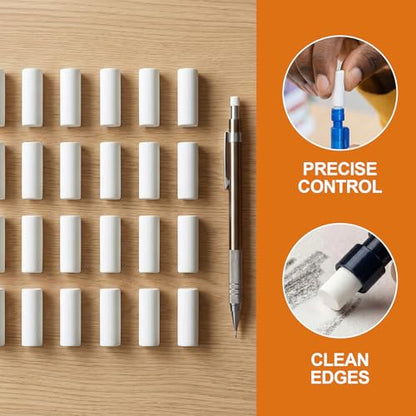 60 Pcs White Refill Erasers for Propelling Pencils, Universal Traceless Eraser Replacement, Mechanical Pencil Eraser Refills for Office, Notebook - color: White,60pcs,11.5x4.3mm