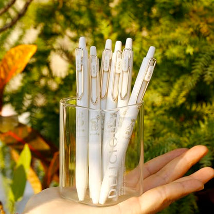 Retractable Rolling Ball Pens 0.35mm Ultra Fine Point,White Barrels,Black Gel Ink,Pack of 8,Smooth Writing For Journaling, Notetaking,Cute Office School Supplies Gifts for Women and Girls