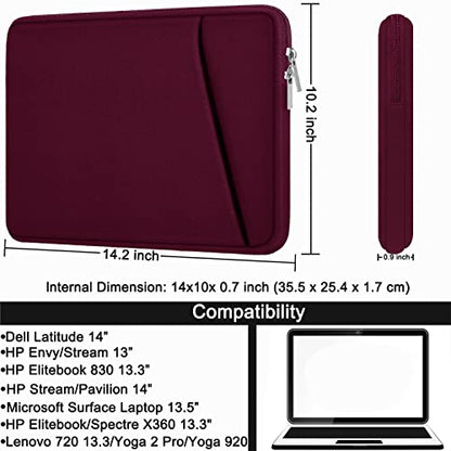 Laptop Sleeve Case 14 inch, Durable Carrying Bag Shockproof Protective Case Cover, Handbags Briefcase Laptop Bag Compatible with 14" MacBook Air/Pro HP Asus Lenovo Notebook Computer, Wine Red - color: Wine Red, size: 14 inch
