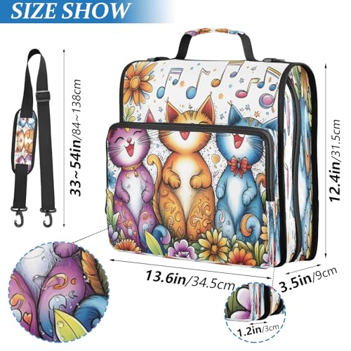 3 Ring Zipper Binder With Shoulder Strap Documents Storage Organizer Animal Dog - color: Three Singing Cats