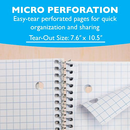 BAZIC PRODUCTS Quad-Ruled Spiral Notebook, 4 Grid, 100 Ct, 24-Case | 100 sheets, 4-square per inch grid, wire binding lays flat, math and graphs