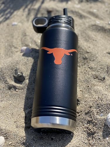 University of Texas at Austin 32oz Stainless Steel Double Walled Black Beverage Bottle with Flip Straw Spout - College Gear for Playoff Season – For Office, Home or Auto – Show your Longhorn Pride - style: Texas / Black