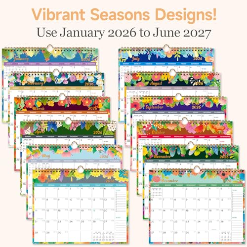 Lbylyhxc 2026 Calendar - Includes January 2026 to June 2027-18 Monthly Wall Calendar 2026, 11 x 8.5 Inches.Thick Paper with Julian Dates and Block for New Year and Christmas Presents (wall calendar 2026-2027 flower) - color: wall calendar 2026-2027 flower
