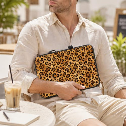 13 Inch Laptop Case Sleeve with Handle, Shockproof Slim Carrying Case | Soft Lining Computer Bag for MacBook Air 13 M3/M2/M1, MacBook Pro 13/14, iPad Pro 13 M4, Brown Leopard Print - color: Brown Leopard Print, size: 13-14 inch