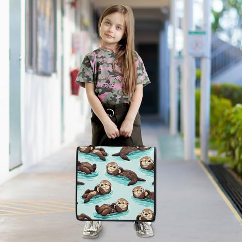 Cute Sea Otters Zipper Binder for School with Shoulder Strap & Extra Pockets - 1.5 Inch 3-Ring Binder Holds 500+ Sheets, Textbooks, Laptop - color: Cute Sea Otters