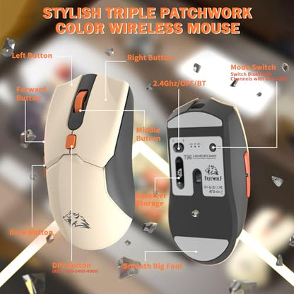ZIYOU LANG T96 Wireless Gaming Keyboard and Mouse Combo,Dual Bluetooth//2.4G RGB Backlit Mechanical Feeling Keyboard with Smart Display & Knob,4000 DPI Gaming Mouse for PC Laptop Mac Wins-Shimmer - color: Shimmer