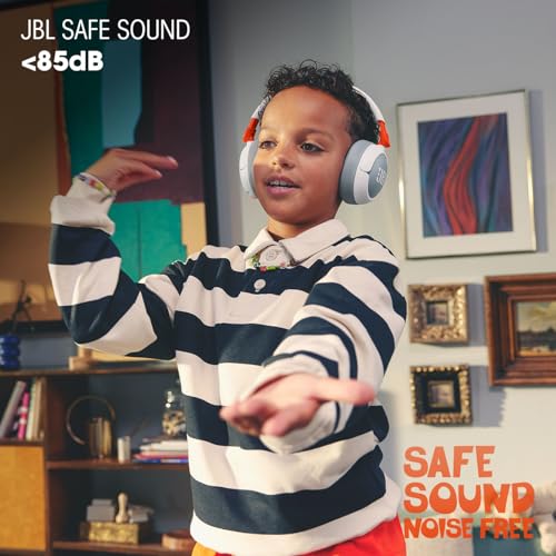 JBL Junior 470NC - Wireless Over-Ear Noise Cancelling Kids Headphones with JBL Safe Sound (<85dB), Fit for Kids, Parental Control with Customizable Volume & Playtime and 50Hr Battery Life (White)