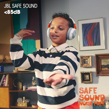 JBL Junior 470NC - Wireless Over-Ear Noise Cancelling Kids Headphones with JBL Safe Sound (<85dB), Fit for Kids, Parental Control with Customizable Volume & Playtime and 50Hr Battery Life (White)