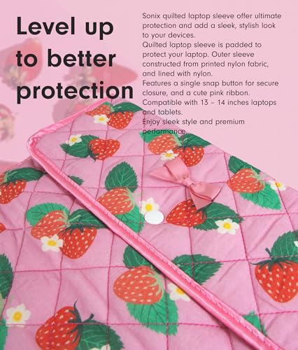 Sonix | Quilted Laptop Sleeve | 13-14 Inch, Quilted Soft Comfy Laptop Carrying Case, Computer Sleeve | Wild Strawberries (13" - 14") - color: Wild Strawberries