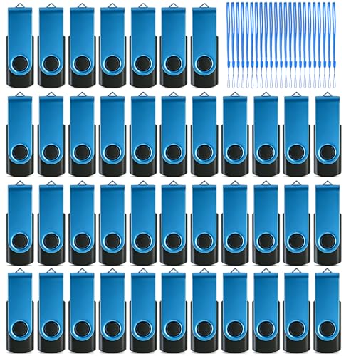 1GB 50 Pack Bulk USB Flash Drive Nicepiten USB 2.0 Thumb Drive Pack - Blue | Swivel USB Drives Bulk Memory Stick Jump Drive Mutipack with Lanyard for Storage Backup (1GB 50PCS) - color: 50PCS-Blue, size: 1GB