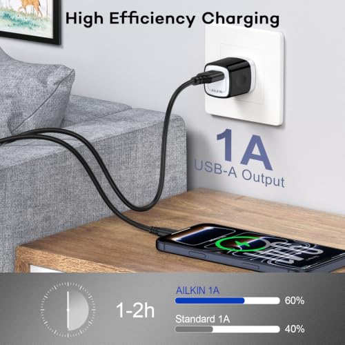 5 Pack USB Outlet Plug, Charger Block, Single Port USB-A Wall Charging Cube | USB AC Power Plug for iPhone Android Samsung Galaxy Google Pixel, MultiPack Phone Charger Brick Box Base Adaptor Cargador - size: 6ft, style: USB Wall Charger