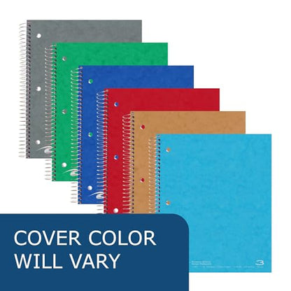 ROARING SPRING 3 Subject Spiral Notebook, 11" x 9", College Ruled, 120 Perforated Sheets, Assorted Eco Press Covers, 3 Double Storage Pockets, Made in USA - size: 11" x 9" 120 Sheets, style: Single Notebook