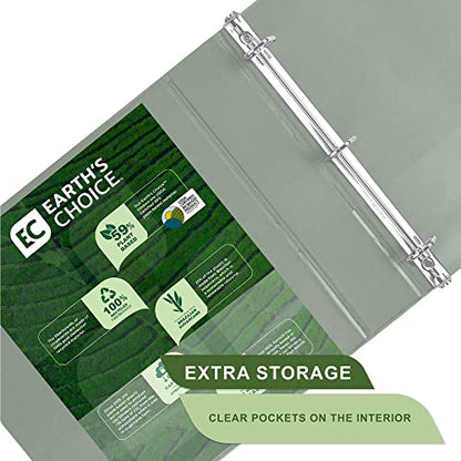 Samsill Plant-Based 2 Inch Durable D-Ring, View Binder, Eco-Friendly, USDA Certified Biobased, Single, Sage Green - color: Sage Green, size: 2-Inch, style: Single