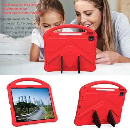 Dteck Kids Case for iPad Air 13 inch M2, iPad Pro 12.9" - Shockproof Rugged EVA Handle Stand Child Proof Case with Pencil Holder, Red - color: 20 Red