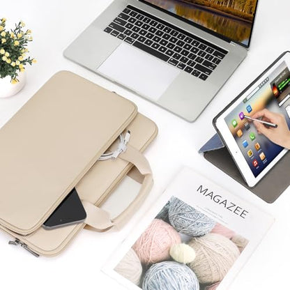 DOMISO 16 inch Laptop Sleeve Protective Case Cover Compatible with 16 16+ inch HP Dell ASUS Lenovo Chromebook,Waterproof Computer Cases Bag with Handle,Beige - color: Beige, size: 16"