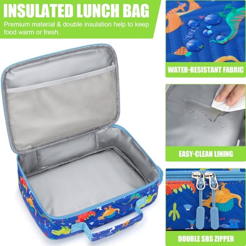 Fimibuke Kids Bento Snack Lunch Box with 4 Compartment, Insulated Lunch Bag, Stainless Steel Vacuum Thermo Food Jar, Ice Pack, Utensils Set, Birthday Gifts for Age 3-12 Back to School Toddler Girl Boy | Lunch Box Kids with 4 Compartment, Food Jar, Ice Pac
