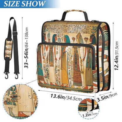 Queen of Egypt Zipper Binder with Shoulder Strap, 500 Sheets Capacity, Multiple Pockets 1.5Inch 3 Ring Zipper Binder - color: Queen of Egypt