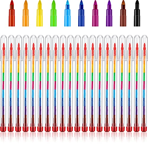 Outus 20 Pcs Stackable Pencils Bulk Colored Pencils Back to School Gifts Party Favors DIY Rainbow Pencil for Classroom Office Rainbow Birthday Party, 10 Colors