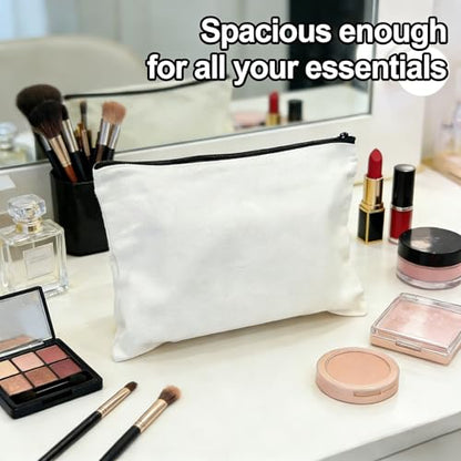 15PCS Large Blank DIY Canvas Pencil Pouch Makeup Bags Bulk，6.9×9Inch Large-Capacity Multi-Purpose Toiletry Bag Zipper Pouch Travel Storage Bag - color: 15pcs Beige