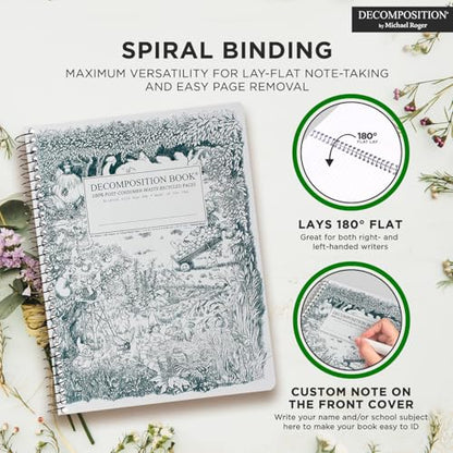 Decomposition Gardening Gnomes College Ruled Spiral Notebook - 9.75 x 7.5 Journal with 160 Lined Pages - 100% Recycled Paper - Cute Notebooks for School Supplies, Home & Office - Made in USA - color: Gardening Gnomes, style: Spiral-bound